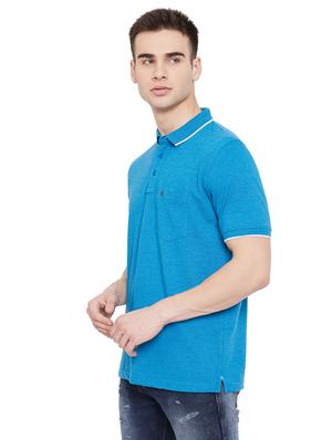blue solid polo t-shirt - 17695883 - Standard Image - 2