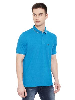 blue solid polo t-shirt - 17695883 - Standard Image - 3