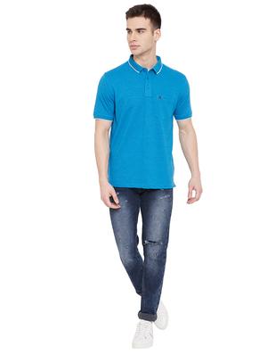 blue solid polo t-shirt - 17695883 - Standard Image - 5