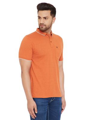 orange solid polo t-shirt - 17695884 - Standard Image - 3