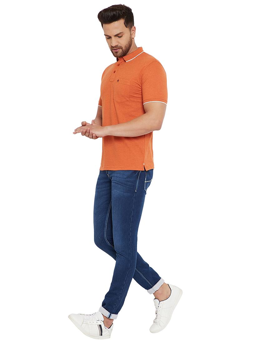 orange solid polo t-shirt - 17695884 - Zoom Image - 5
