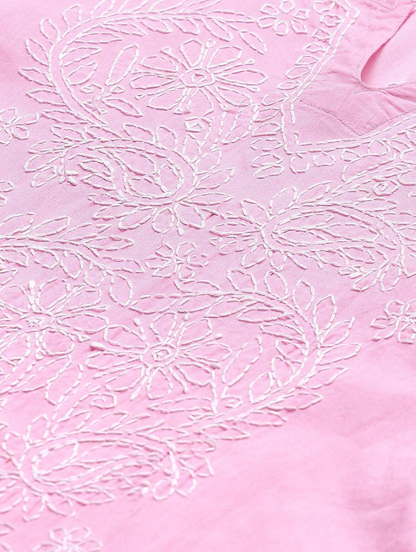 ada hand-embroidered pink chikankari kurta palazzo set - 17695922 - Zoom Image - 5