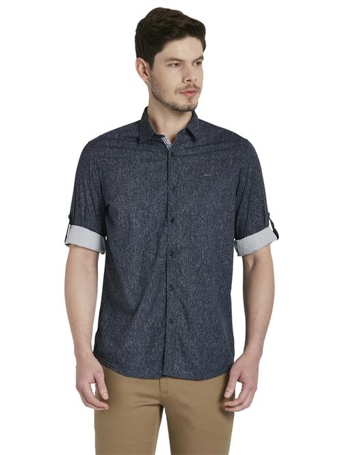 blue printed casual shirt - 17695952 - Standard Image - 1