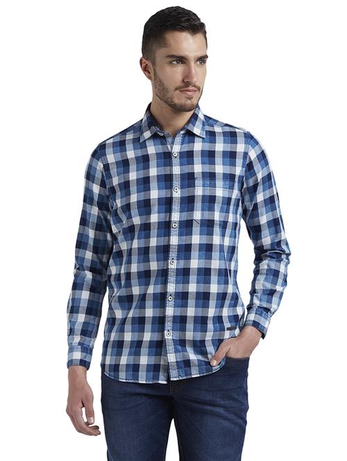 blue checkered casual shirt - 17695955 - Standard Image - 1