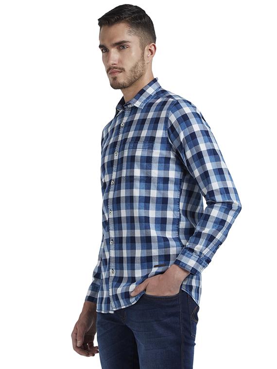 blue checkered casual shirt - 17695955 - Zoom Image - 3