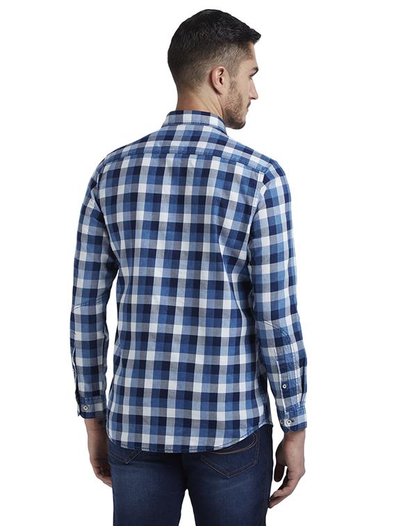 blue checkered casual shirt - 17695955 - Zoom Image - 4