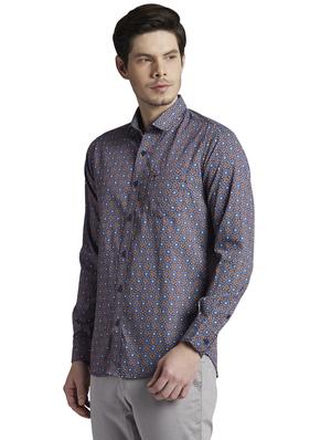 blue printed casual shirt - 17695970 - Standard Image - 2