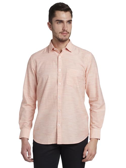 orange solid casual shirt - 17695989 - Standard Image - 1