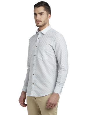 light blue printed linen casual shirt - 17696013 - Standard Image - 2