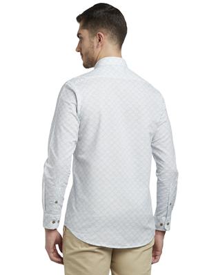 light blue printed linen casual shirt - 17696013 - Standard Image - 3
