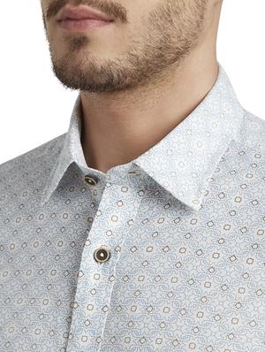 light blue printed linen casual shirt - 17696013 - Standard Image - 5