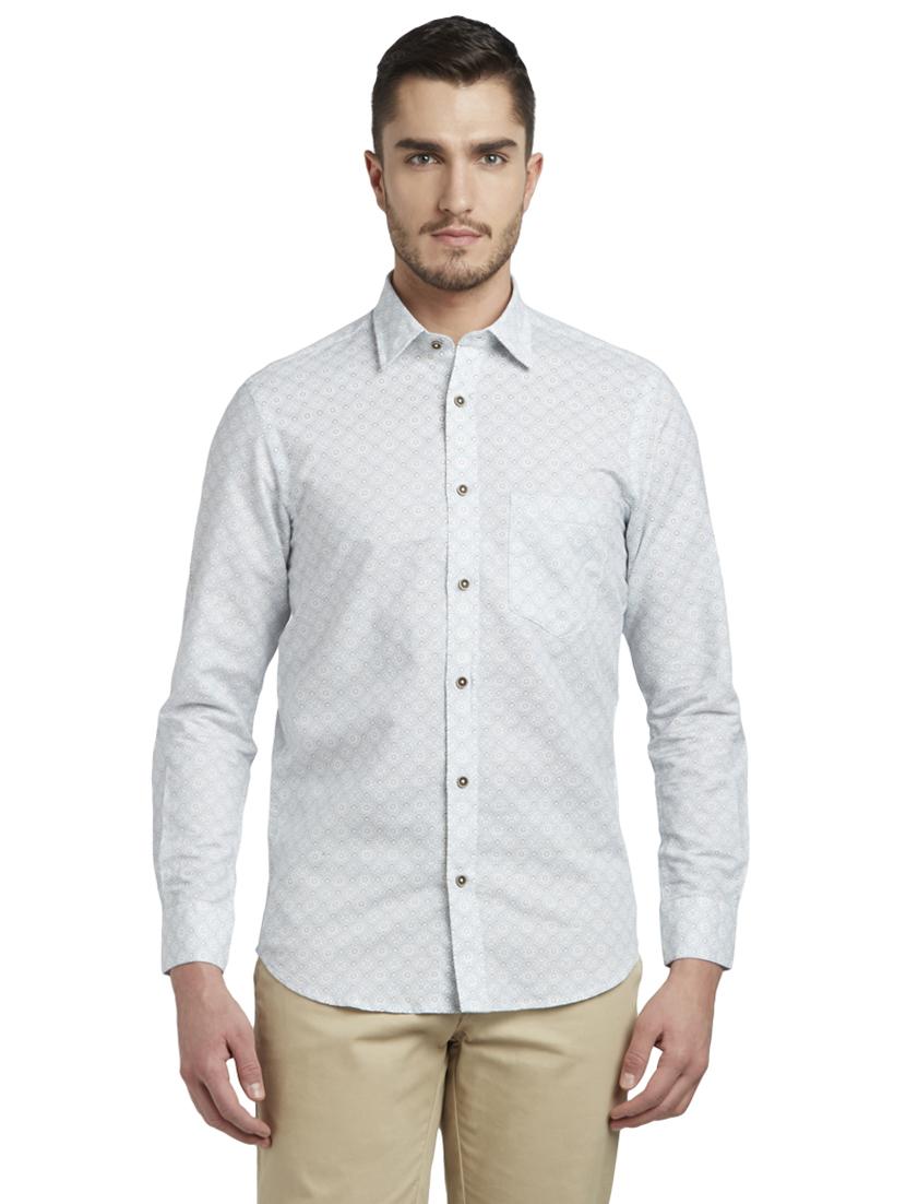 light blue printed linen casual shirt - 17696013 - Zoom Image - 1