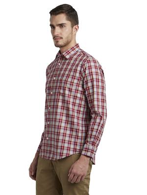 maroon checkered casual shirt - 17696034 - Standard Image - 2