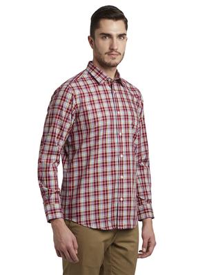 maroon checkered casual shirt - 17696034 - Standard Image - 3