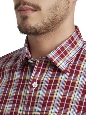maroon checkered casual shirt - 17696034 - Standard Image - 6