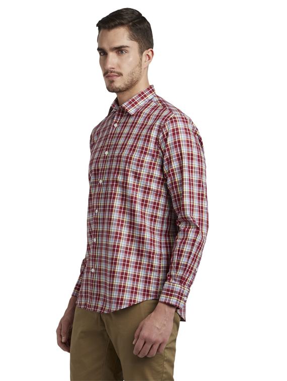 maroon checkered casual shirt - 17696034 - Zoom Image - 2