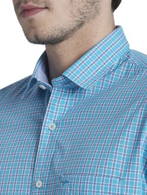 blue checkered casual shirt - 17696077 - Standard Image - 6