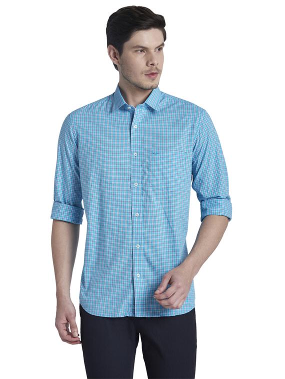 blue checkered casual shirt - 17696077 - Zoom Image - 1