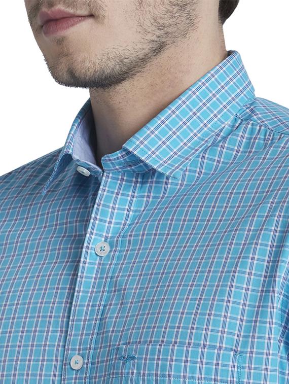 blue checkered casual shirt - 17696077 - Zoom Image - 6