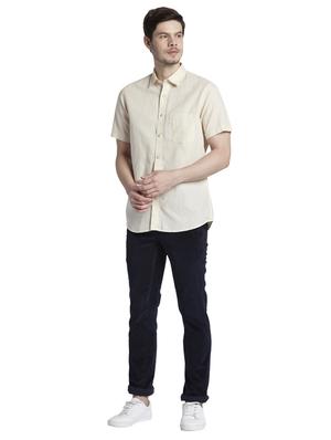 beige solid casual shirt - 17696125 - Standard Image - 5