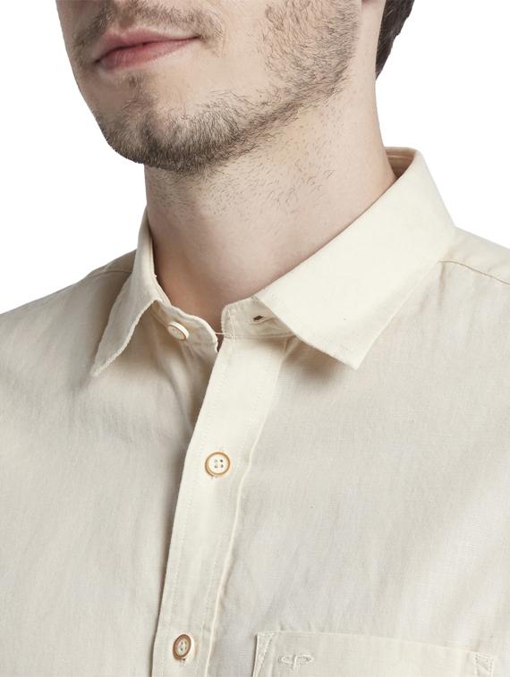 beige solid casual shirt - 17696125 - Zoom Image - 6