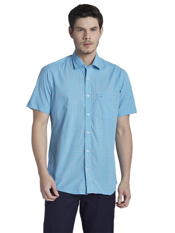 blue checkered casual shirt - 17696128 - Zoom Image - 1