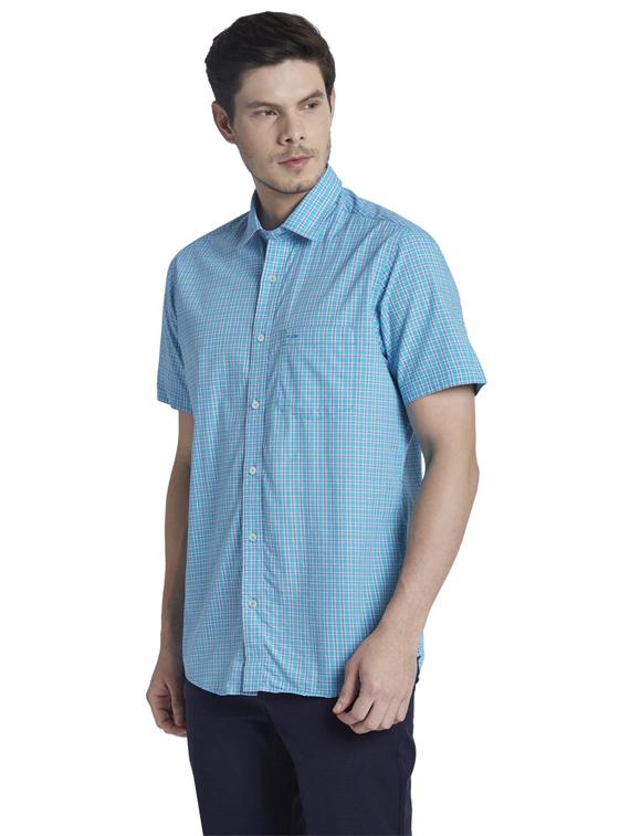 blue checkered casual shirt - 17696128 - Zoom Image - 3