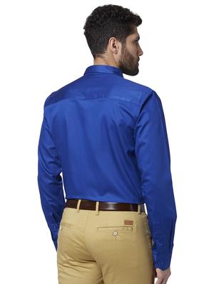 blue solid formal shirt - 17696298 - Standard Image - 3