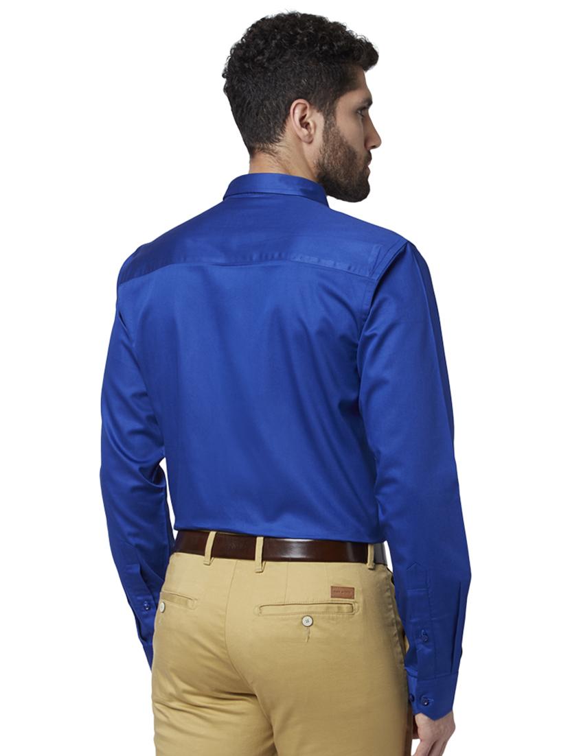 blue solid formal shirt - 17696298 - Zoom Image - 3