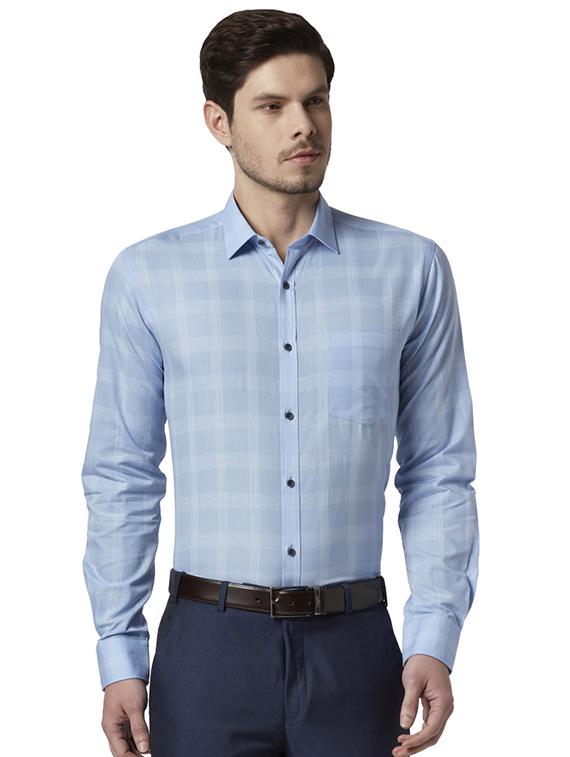 blue checkered formal shirt - 17696348 - Zoom Image - 1