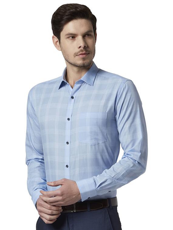 blue checkered formal shirt - 17696348 - Zoom Image - 2