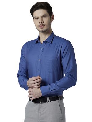 blue printed formal shirt - 17696415 - Standard Image - 2