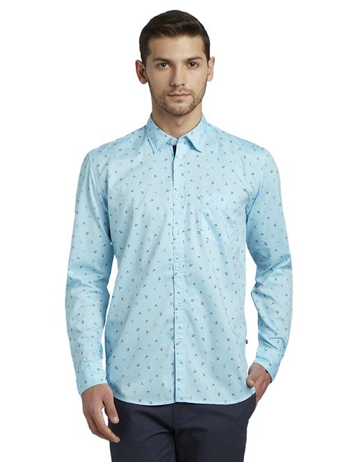 blue printed casual shirt - 17696423 - Standard Image - 1