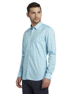 blue printed casual shirt - 17696423 - Standard Image - 2