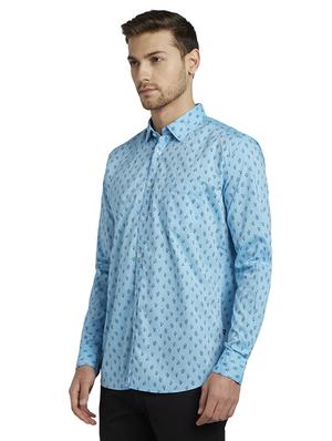 blue printed casual shirt - 17696436 - Standard Image - 2