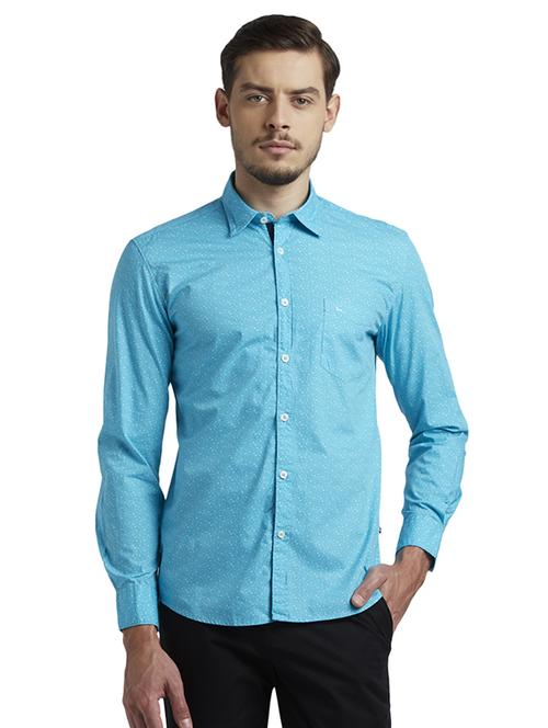 blue printed casual shirt - 17696464 - Standard Image - 1