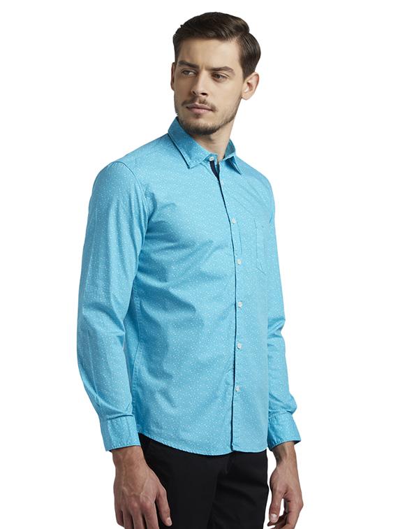 blue printed casual shirt - 17696464 - Zoom Image - 3