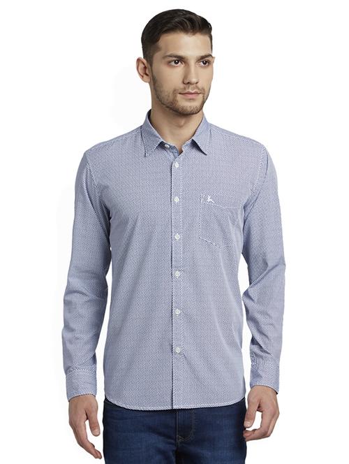 blue printed casual shirt - 17696572 - Standard Image - 1