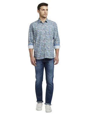 blue printed casual shirt - 17696618 - Standard Image - 5