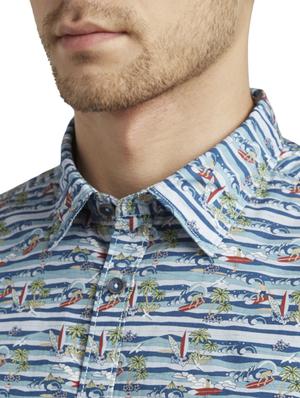 blue printed casual shirt - 17696618 - Standard Image - 6
