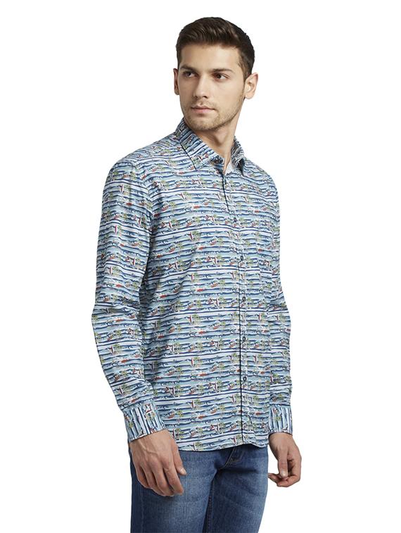 blue printed casual shirt - 17696618 - Zoom Image - 2
