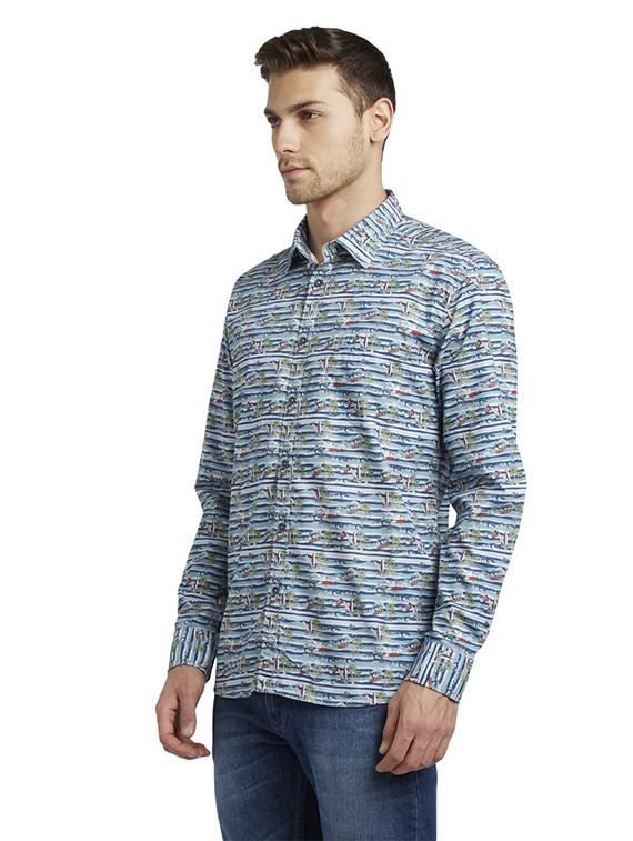 blue printed casual shirt - 17696618 - Zoom Image - 3