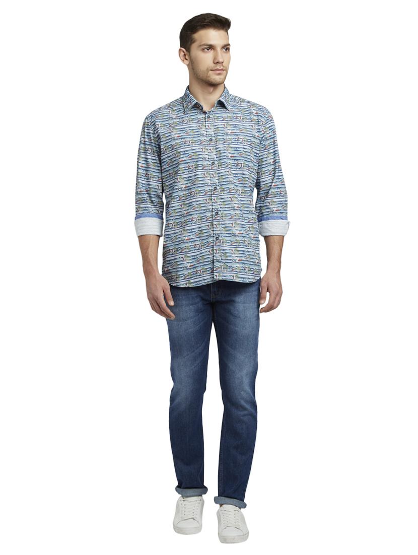 blue printed casual shirt - 17696618 - Zoom Image - 5