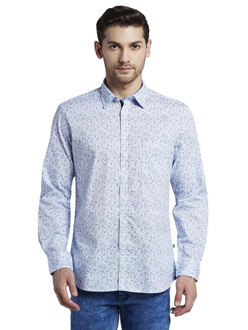 blue printed casual shirt - 17696627 - Standard Image - 1
