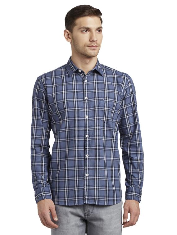 blue checkered casual shirt - 17696719 - Zoom Image - 1