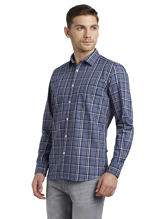 blue checkered casual shirt - 17696719 - Zoom Image - 3