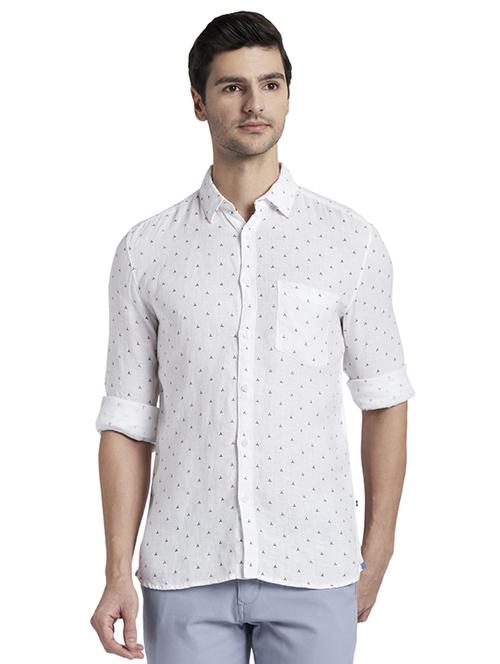 white printed casual shirt - 17696769 - Standard Image - 1