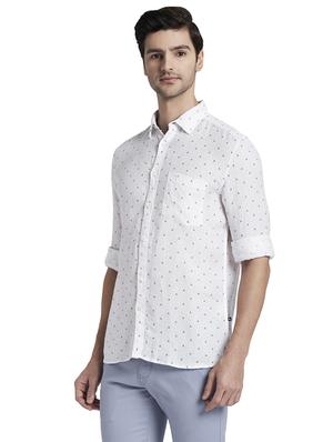 white printed casual shirt - 17696769 - Standard Image - 2