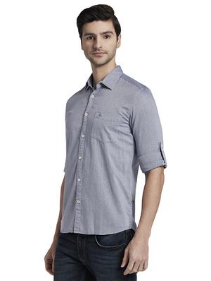 blue solid casual shirt - 17696785 - Standard Image - 2