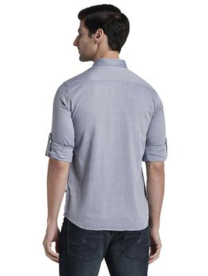 blue solid casual shirt - 17696785 - Standard Image - 4